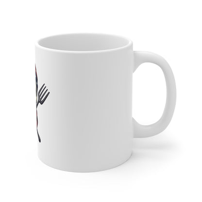 11oz Mug — Patriotic Skull with Bandana & Forks Coffee Cup