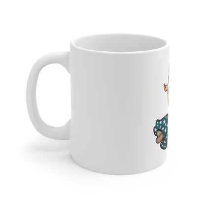 Patriotic Vintage Illustration Mug – Retro Americana Pin-Up Coffee Mug – USA Flag Dress Art Cup – Classic American Sketch Style Mug – Fourth of July Gift Patriotic Pin-Up Girl 11oz Coffee Mug —...