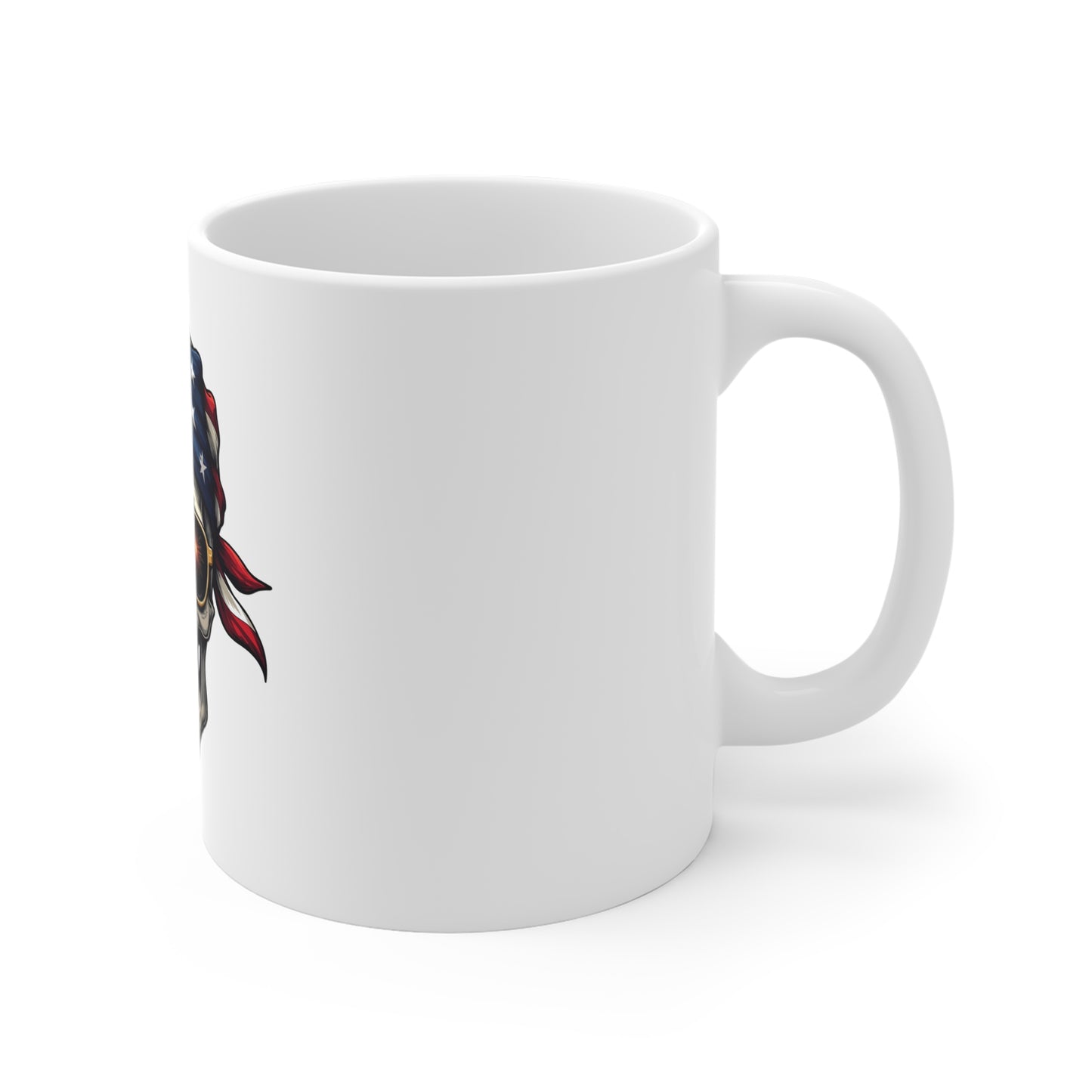 American Skull Mug — Patriotic Bandana Skull Coffee Cup (11oz)
