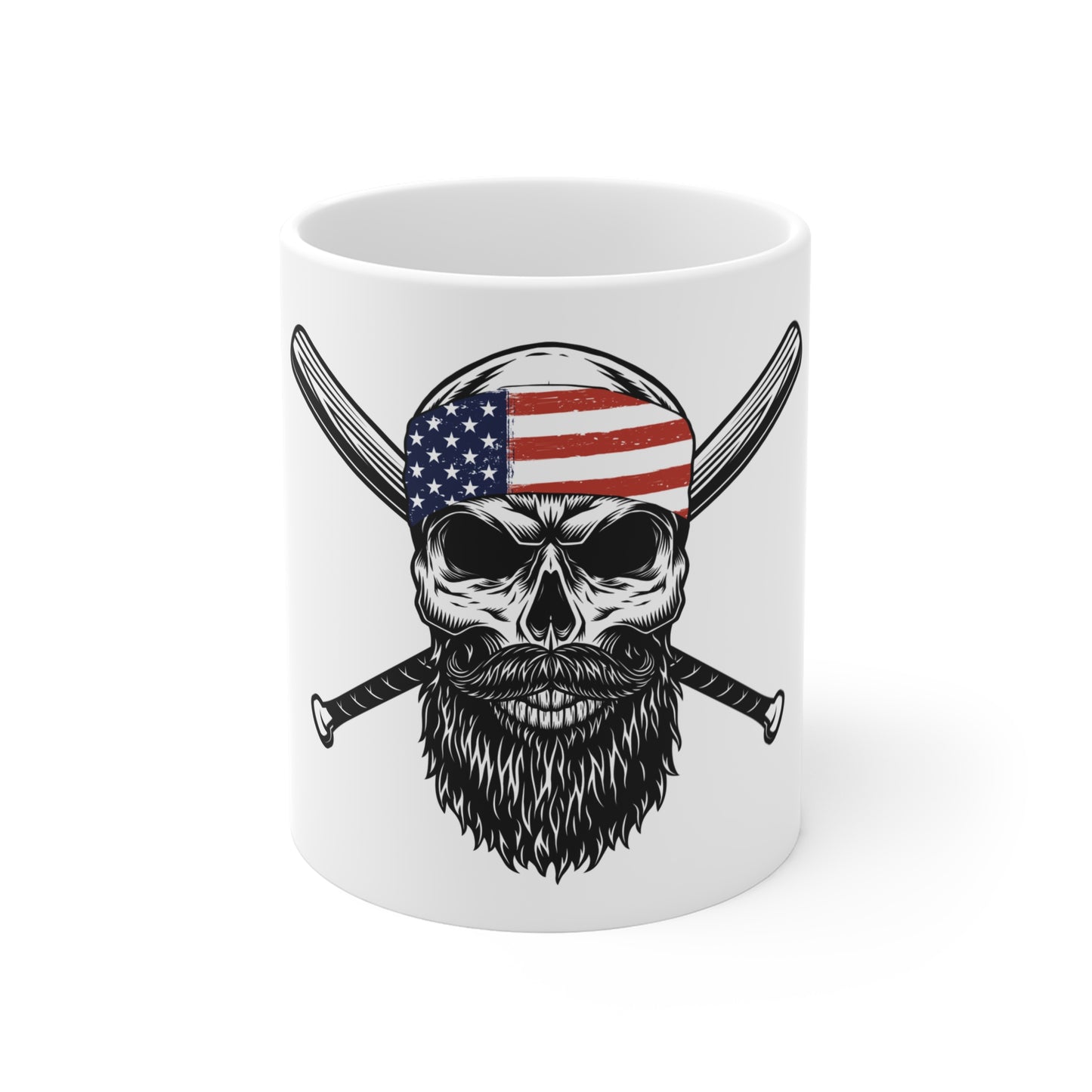 American Flag Baseball Cap Mug – Clean Patriotic Hat Coffee Cup – Minimal USA Pride Design Mug 11oz
