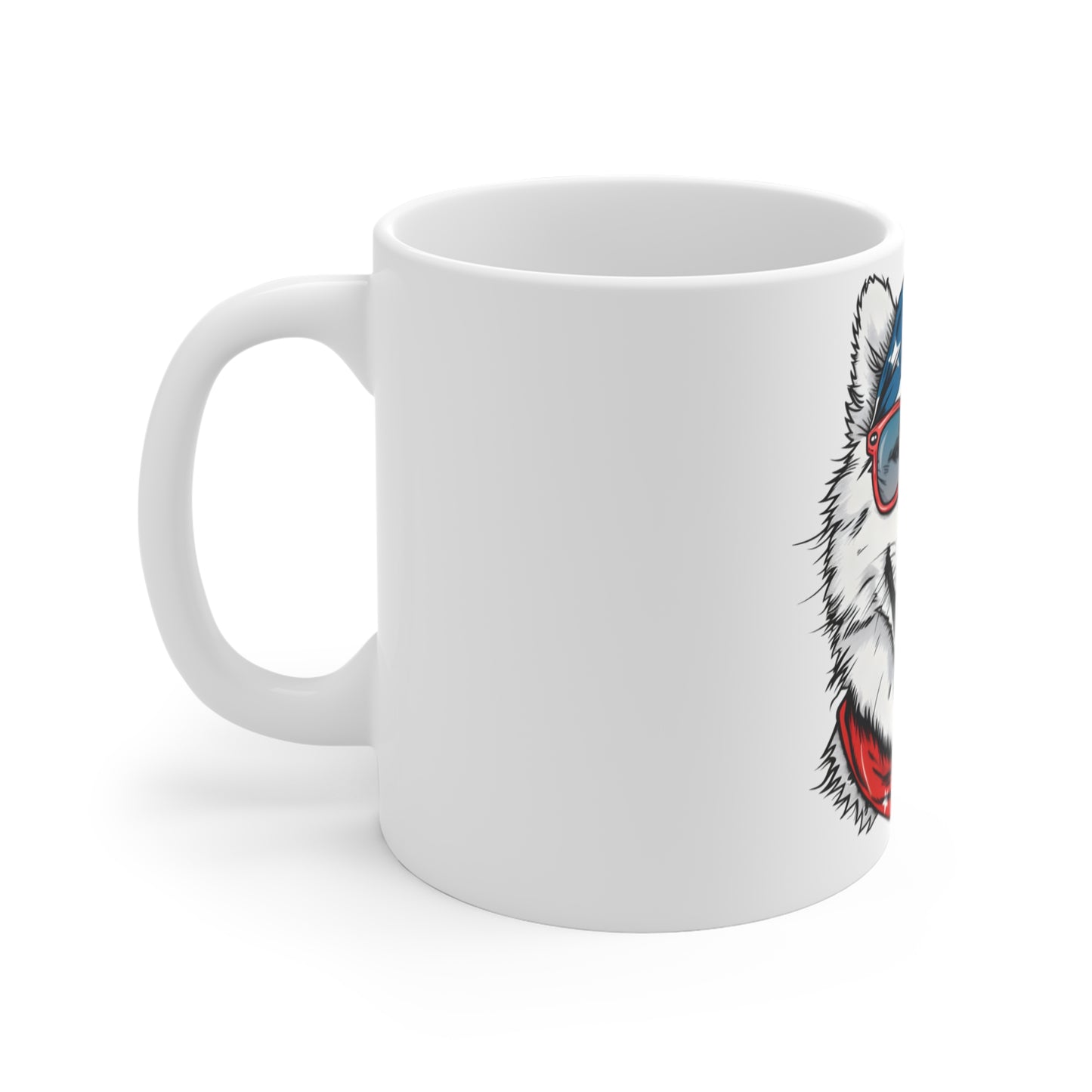 Patriotic Dog Coffee Mug – American Flag Bandana Dog Mug – Funny USA Pup with Sunglasses Cup – 4th of July Gift Mug 11oz