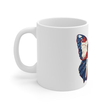 Patriotic Butterfly Coffee Mug – Red White Blue Butterfly Mug – Americana Wings Art Cup – Bold USA Nature Mug – Unique Gift Mug Mug 11oz