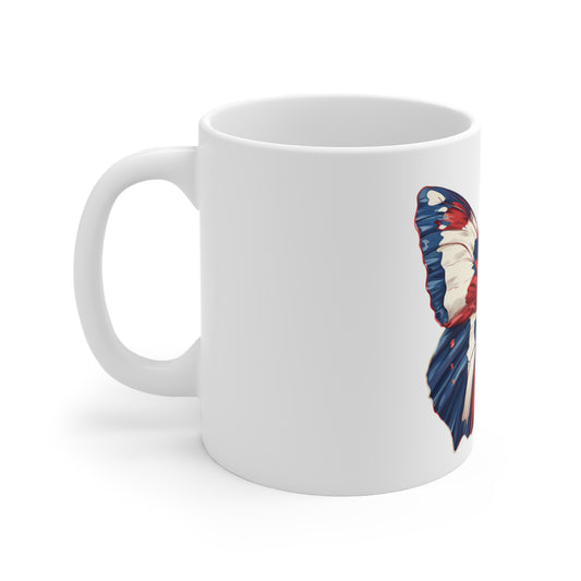 Patriotic Butterfly Coffee Mug – Red White Blue Butterfly Mug – Americana Wings Art Cup – Bold USA Nature Mug – Unique Gift Mug Mug 11oz