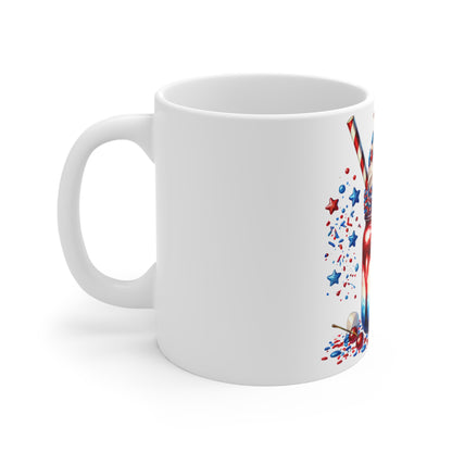 Patriotic Mason Jar Milkshake Coffee Mug – 4th of July Dessert Mug – Red White Blue Ribbon Cup – Americana Sweet Treat Mug – Festive Gift Mug Patriotic Red White & Blue Milkshake Mug – 11oz Fourth of...