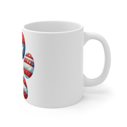 Patriotic Dog Paw Coffee Mug – American Flag Paw Print Mug – Red White Blue Pet Lover Mug – USA Dog Lover Gift Cup Patriotic Paw Print Mug — American Flag Dog Lover Coffee Cup (11oz)
