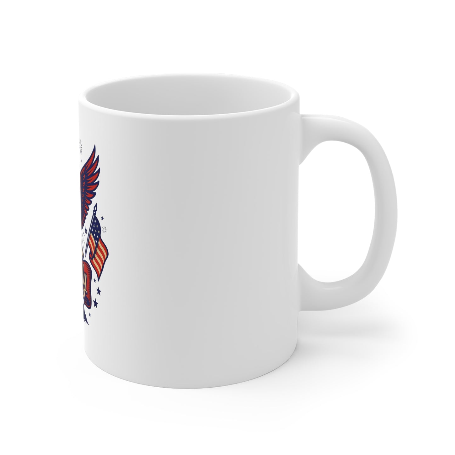 4th of July Eagle Coffee Mug - Patriotic American Flag 11oz
