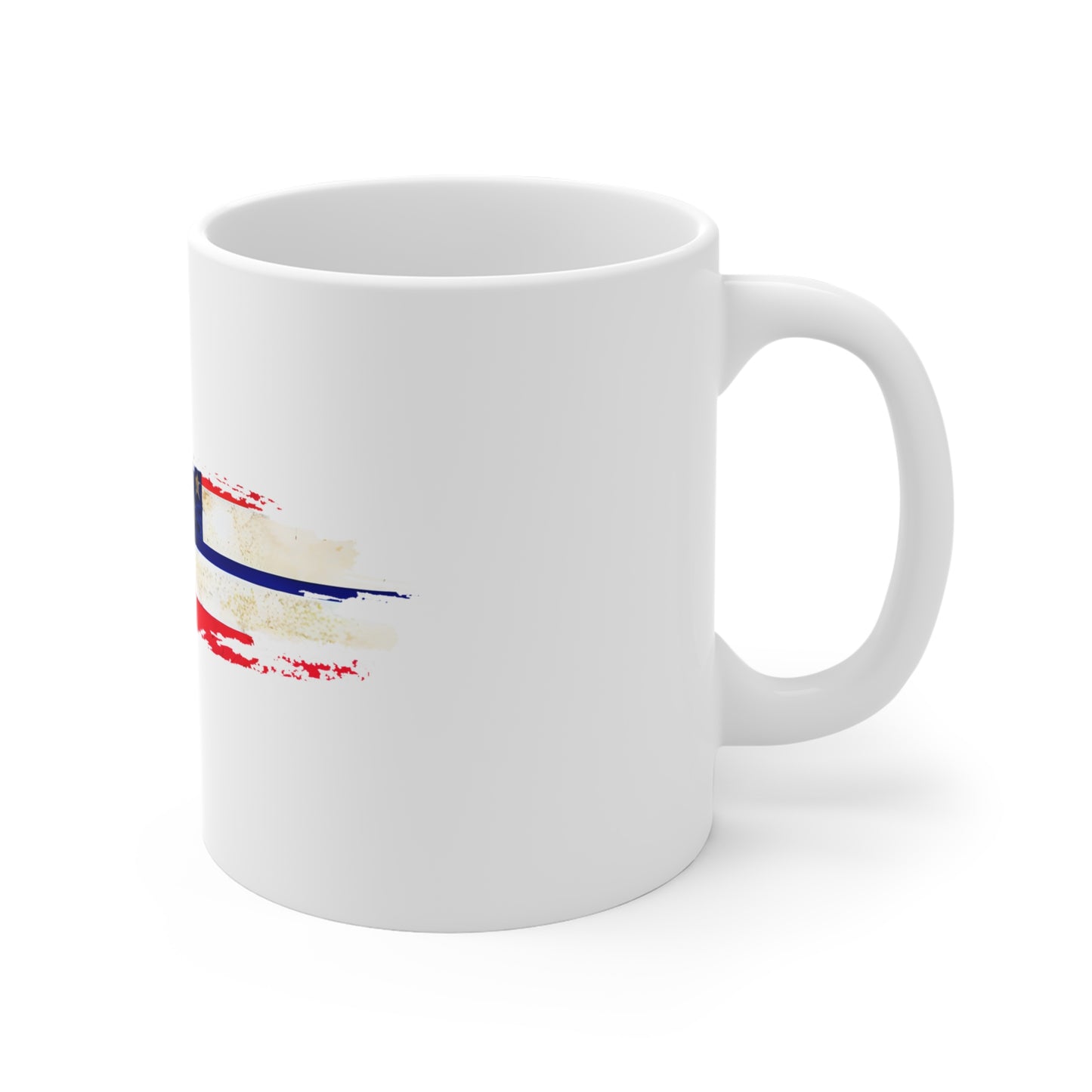 Distressed American Flag Brush Stroke Mug – Vintage USA Flag Coffee Cup – Rustic Patriotic Design Mug 11oz