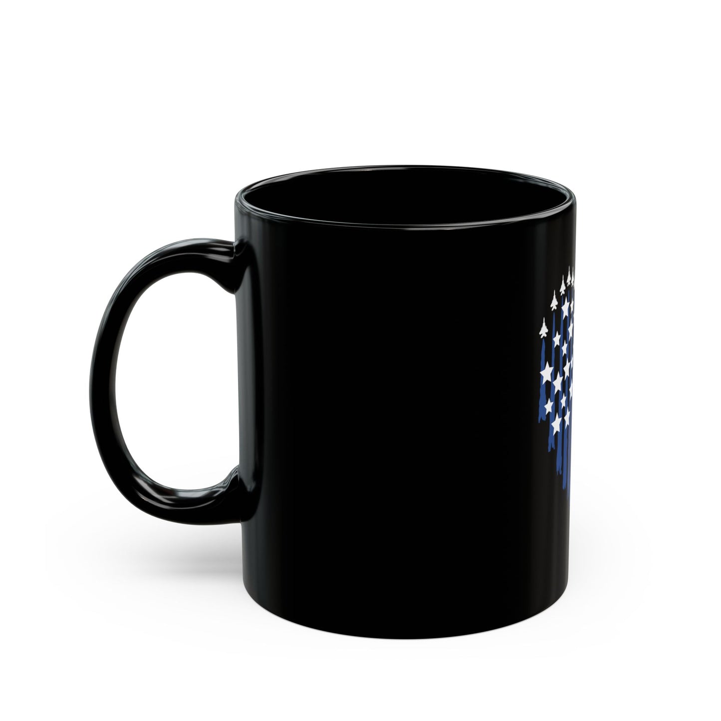 Patriotic Jet Heart Mug – American Flag Heart with Fighter Jets – USA Air Force Inspired Coffee Mug – Red White Blue Military Love Cup  Mug (11oz, 15oz)