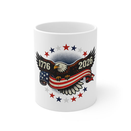 1776–2026 Patriotic Eagle Mug – American Flag Anniversary Coffee Cup