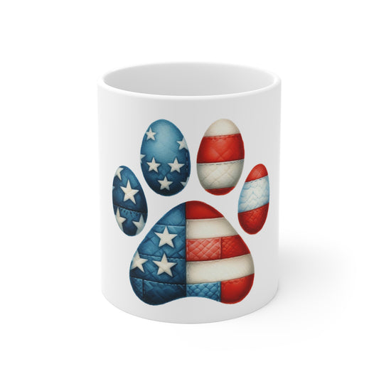 Patriotic American Flag Dog Paw Coffee Mug – Classic USA Paw Print Mug – Red White Blue Dog Lover Mug – Minimal Americana Pet Gift Cup American Flag Paw Print Mug — 11oz Patriotic Pet Lover Coffee Cup...