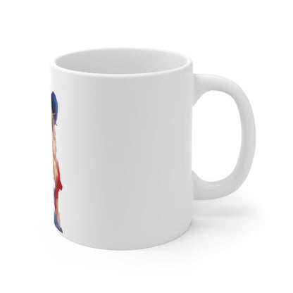 Patriotic Watercolor Cowgirl Mug – Elegant Americana Woman Coffee Mug – Red White Blue Hat Art Cup – Modern Western Style Mug – Gift for Her Patriotic Cowgirl Art Mug — 11oz USA Flag Pinup Coffee Cup...