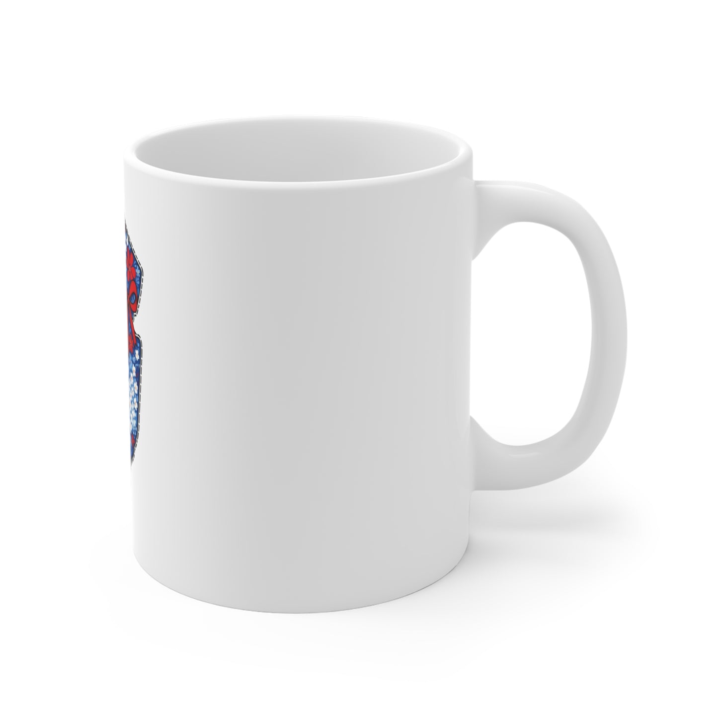 New Jersey Floral State Map Mug — 11oz Patriotic Red & Blue Coffee Cup