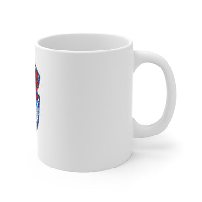New Jersey Floral State Map Mug — 11oz Patriotic Red & Blue Coffee Cup