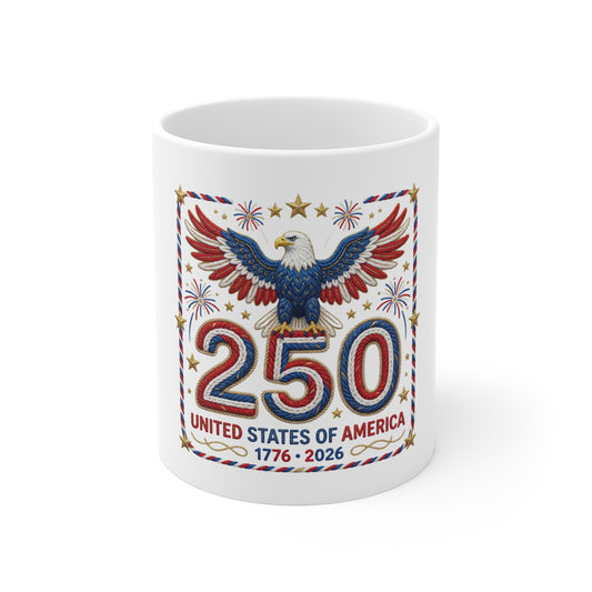 250th USA Bicentennial Eagle Coffee Mug — United States of America 1776–2026 Celebration