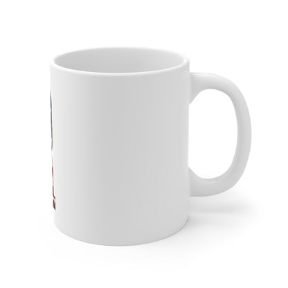 Patriotic Letter R Coffee Mug – American Flag Initial Mug – Vintage USA Monogram Mug – Distressed Americana Alphabet Gift Mug 11oz