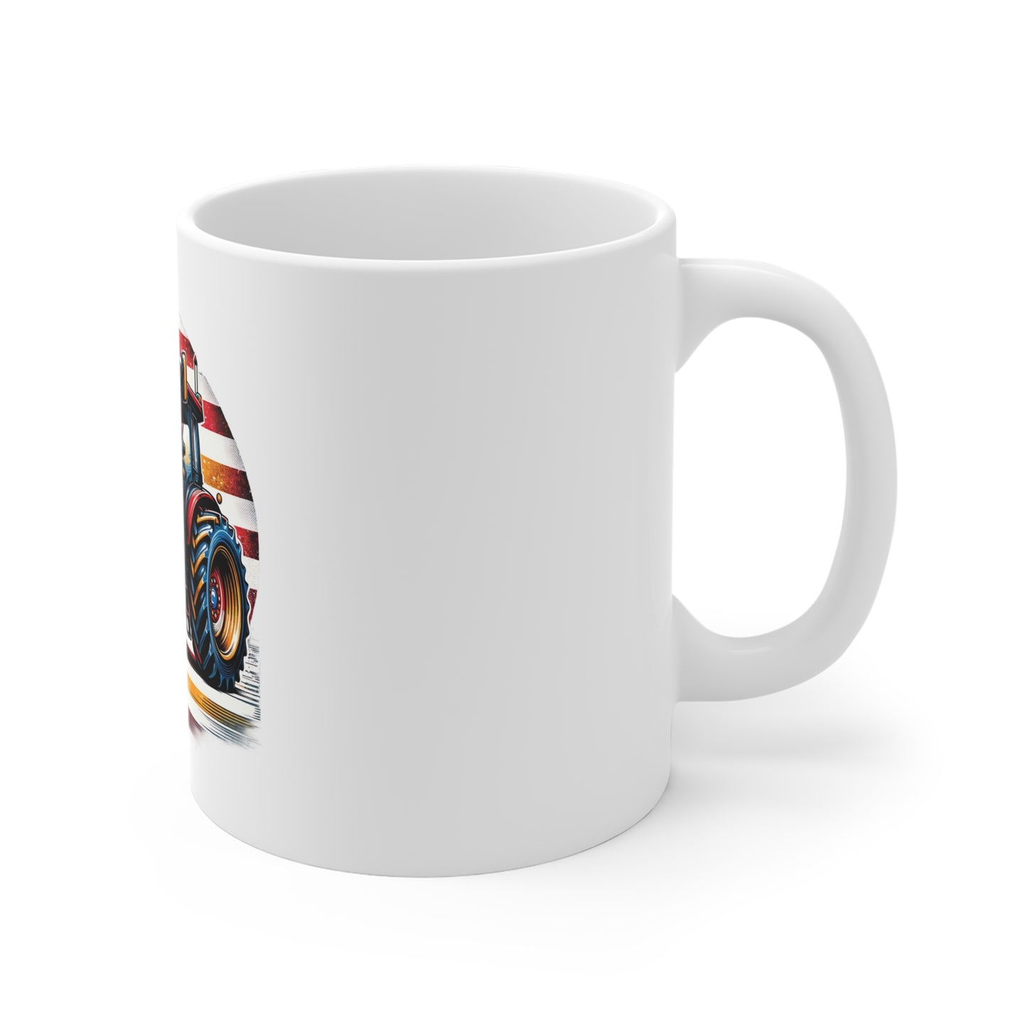 Patriotic Tractor Coffee Mug – Vintage American Flag Farm Tractor Mug – Retro USA Agriculture Cup – Farmer Pride Gift Mug – Rustic Americana Mug Mug 11oz