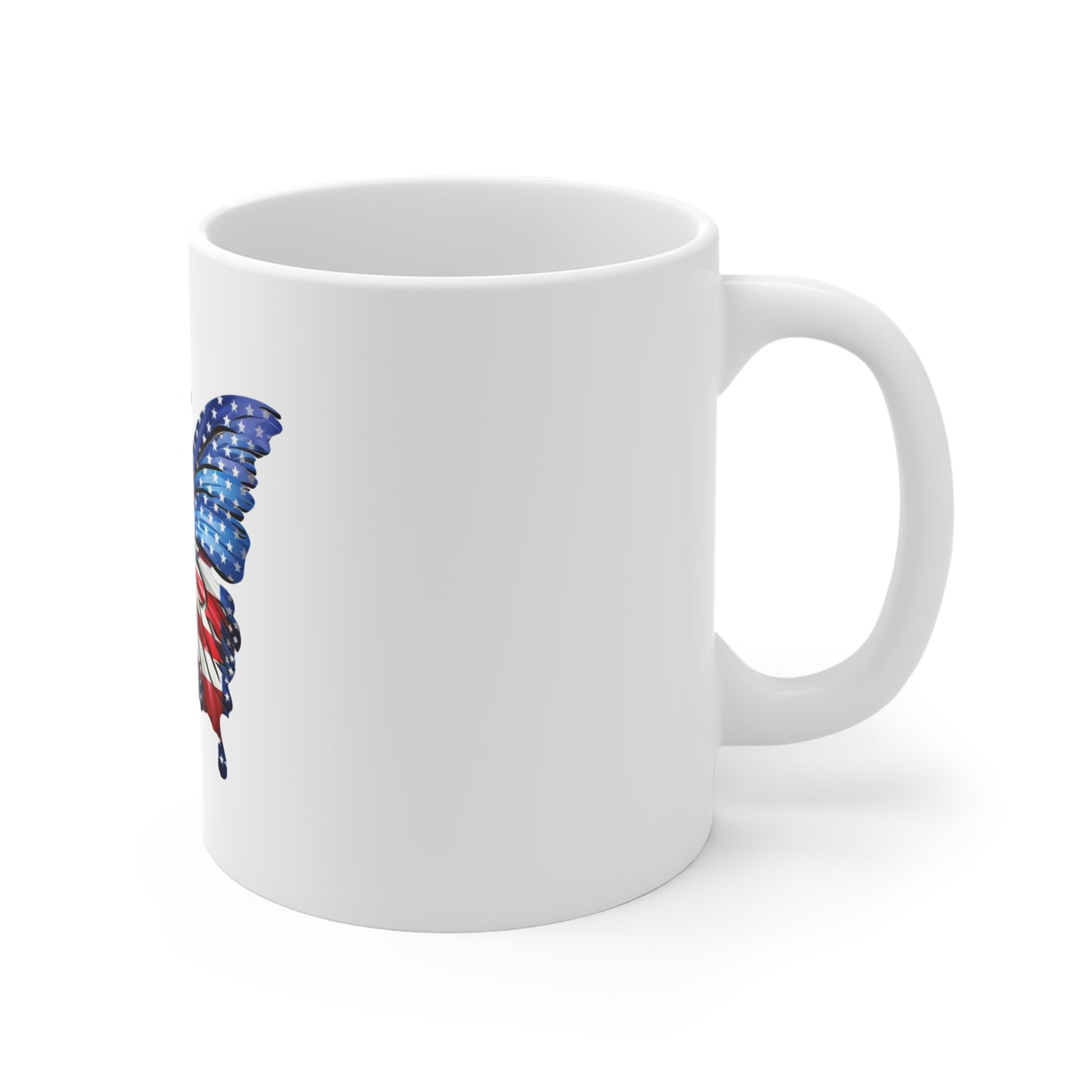 Dynamic American Flag Butterfly Mug – Flowing Patriotic Butterfly Coffee Mug – Red White Blue Motion Wing Design – USA Statement Gift Patriotic Butterfly Mug - American Flag 11oz Coffee Cup
