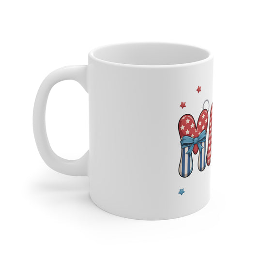 Mug — Patriotic Mama 11oz Ceramic Coffee Mug (Red, White & Blue Stars)