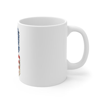 Distressed American Flag Number 8 Coffee Mug – Vintage Patriotic Number Mug – Rustic USA Stars & Stripes Cup – Americana Gift Mug 11oz