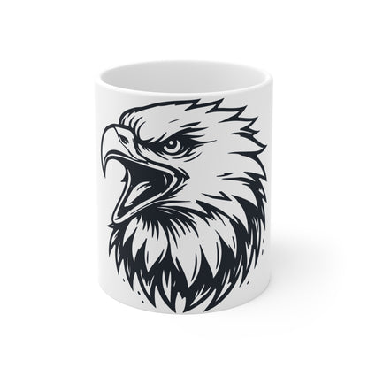 Bald Eagle Head Coffee Mug – Bold Eagle Graphic Mug – American Pride Eagle Cup – Minimalist Patriotic Eagle Mug 11oz