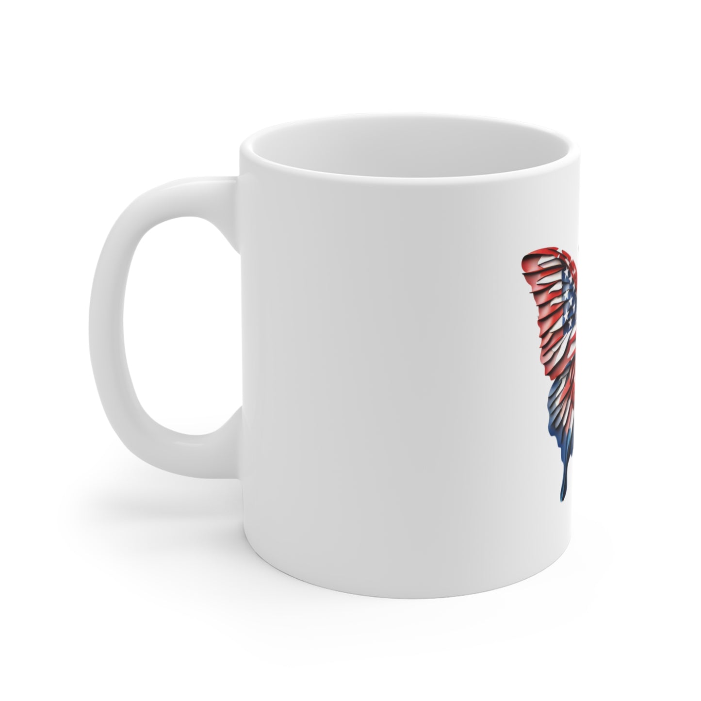 Layered American Flag Butterfly Mug – 3D Patriotic Butterfly Coffee Mug – Red White Blue Sculpted Wing Design – Premium USA Gift American Flag Butterfly Mug - Patriotic 11oz Coffee Cup