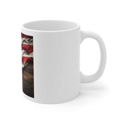 Close-Up American Flag Coffee Mug – Rustic Wood USA Flag Mug – Realistic Patriotic Mug – Vintage Americana Coffee Cup American Flag 11oz Ceramic Mug — Rustic Patriotic Stars & Stripes Coffee Cup...