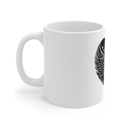 Black Eagle Heart Flag Mug – Stealth Patriotic Eagle Coffee Mug – Minimalist USA Heart Flag Cup – Tactical Freedom Mug Mug 11oz