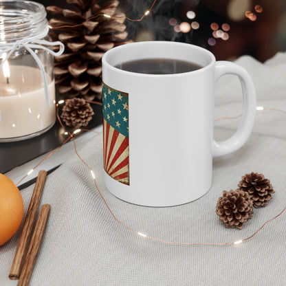 Vintage American Rising Flag Coffee Mug – Retro Sunburst USA Mug – Distressed Patriotic Rays Cup – Classic Americana Vintage Gift Americana Flag Retro Mug - 11oz Vintage Stars & Stripes Coffee Cup...