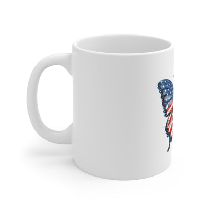 Patriotic Butterfly Coffee Mug – American Flag Wing Design Mug – Red White Blue Artistic Cup – Elegant USA Gift Mug Patriotic Butterfly Mug — American Flag Butterfly 11oz Coffee Cup
