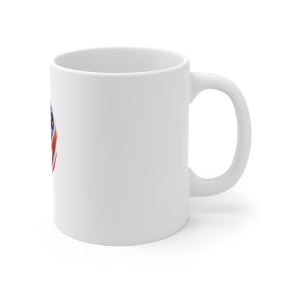 Patriotic American Flag Crescent Moon Mug - 11oz USA Stars & Stripes Coffee Cup