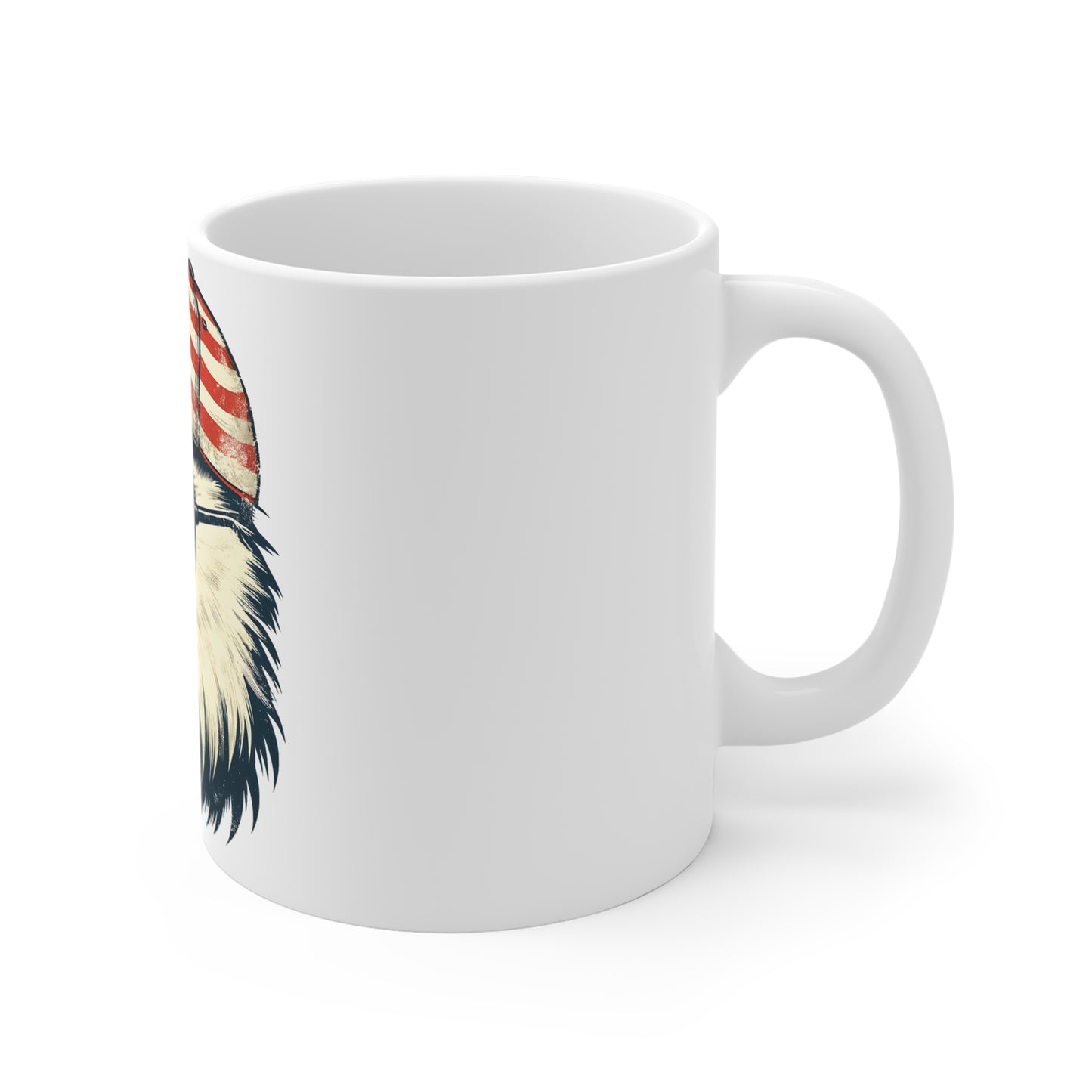 Vintage Patriotic Eagle Coffee Mug – American Flag Sunglasses Eagle Mug – Distressed USA Trucker Hat Cup – Freedom Americana Gift Mug 11oz