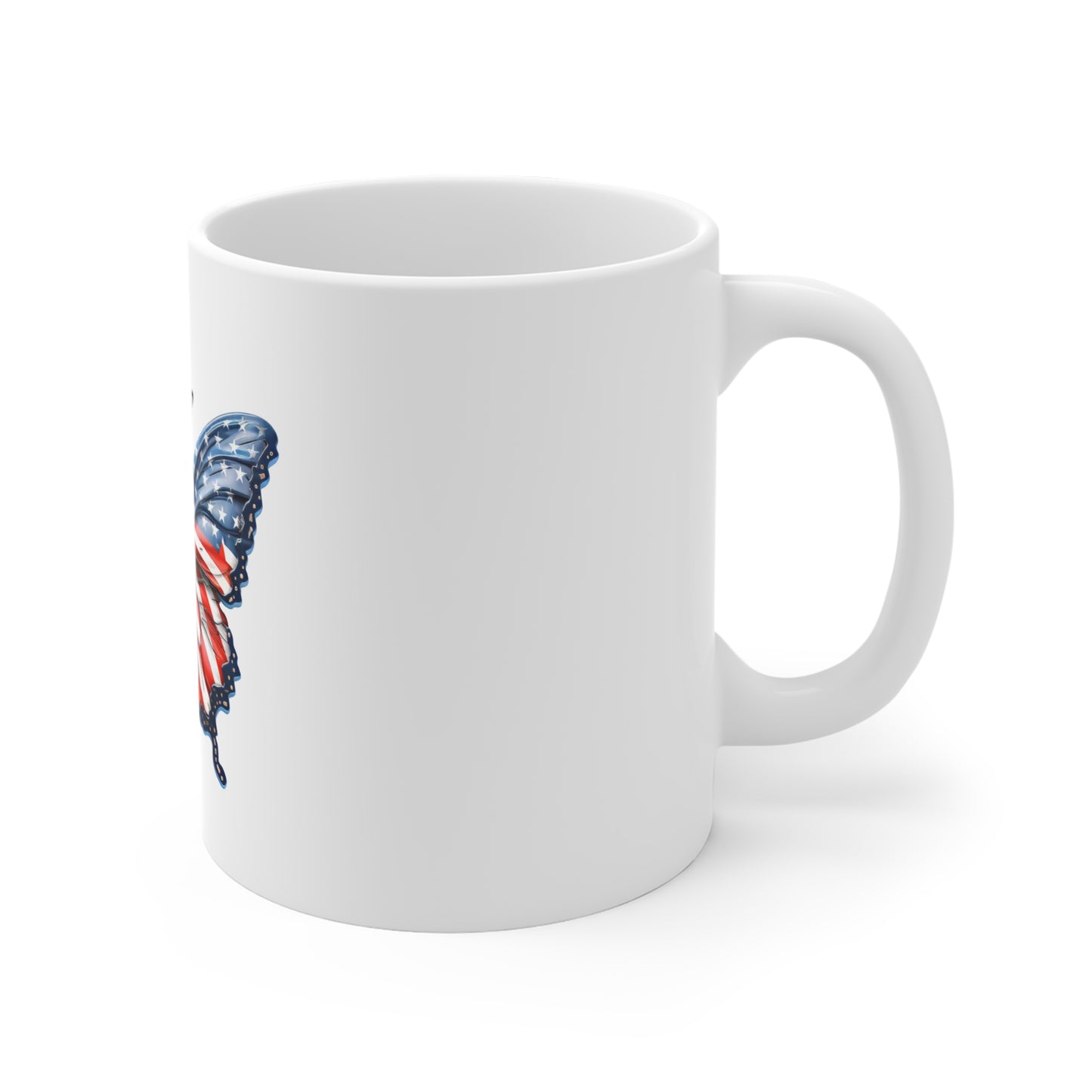 Patriotic Butterfly Coffee Mug – American Flag Wing Design Mug – Red White Blue Artistic Cup – Elegant USA Gift Mug Patriotic Butterfly Mug — American Flag Butterfly 11oz Coffee Cup