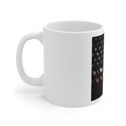 Rustic American Flag Coffee Mug – Wooden USA Flag Mug – Vintage Distressed Patriotic Mug – Rustic Americana Coffee Cup Distressed American Flag Coffee Mug - Patriotic 11oz Tea Cup