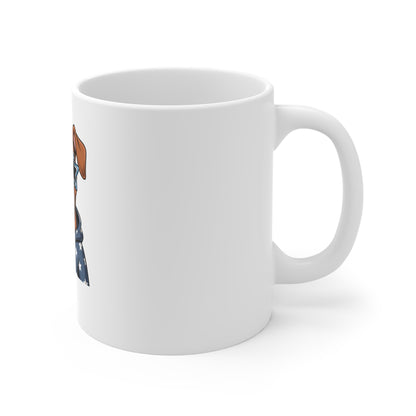 Patriotic Pup Coffee Mug — Dog Wearing Star Sunglasses 11oz