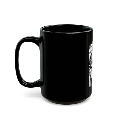 Gas Mask Skull Flag Mug – Tactical Skull Coffee Cup – Black & White American Flag Survival Design Black Mug (11oz, 15oz)