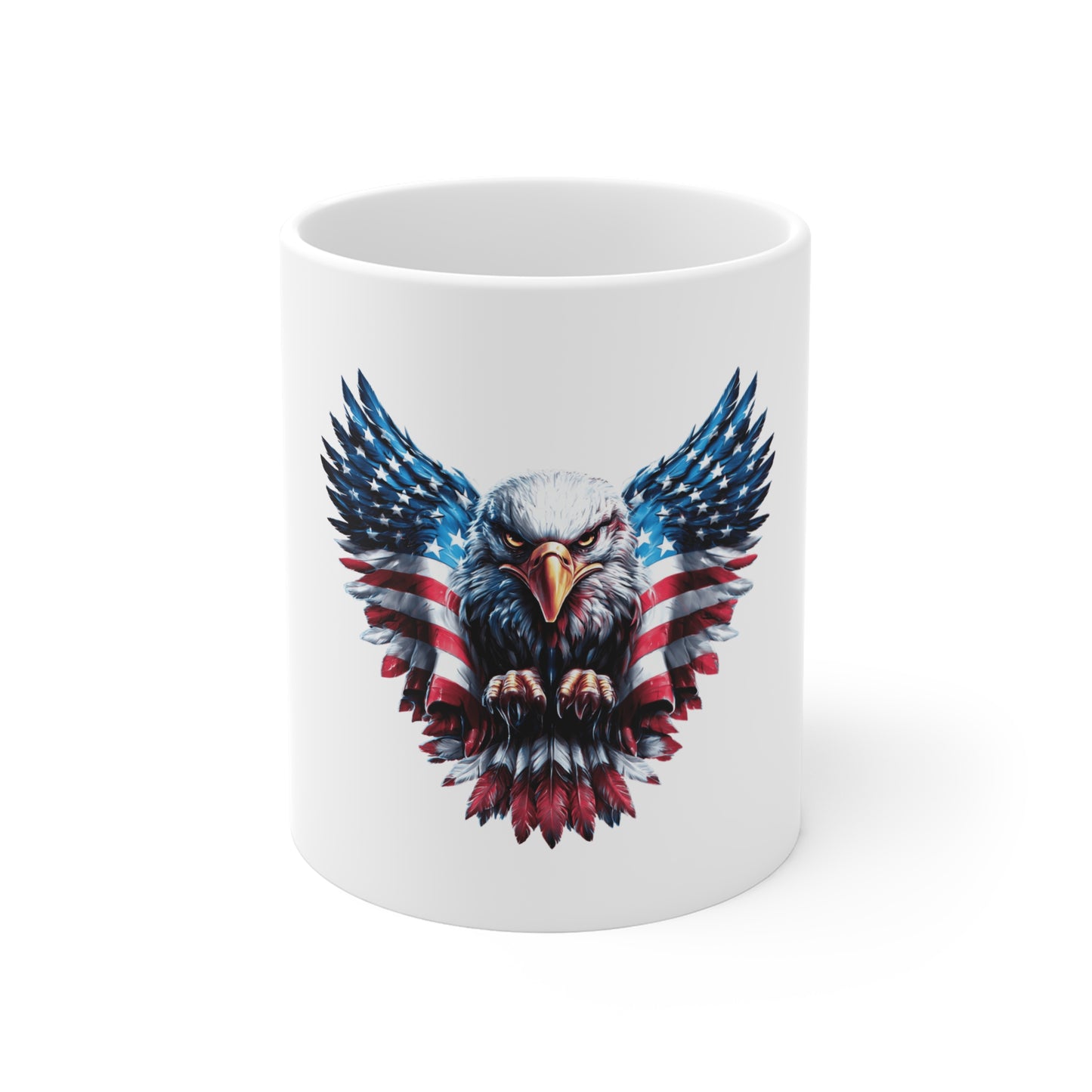 American Eagle Freedom Coffee Mug – Patriotic Bald Eagle USA Mug – Red White Blue Power Bird Cup – Bold Americana Mug 11oz