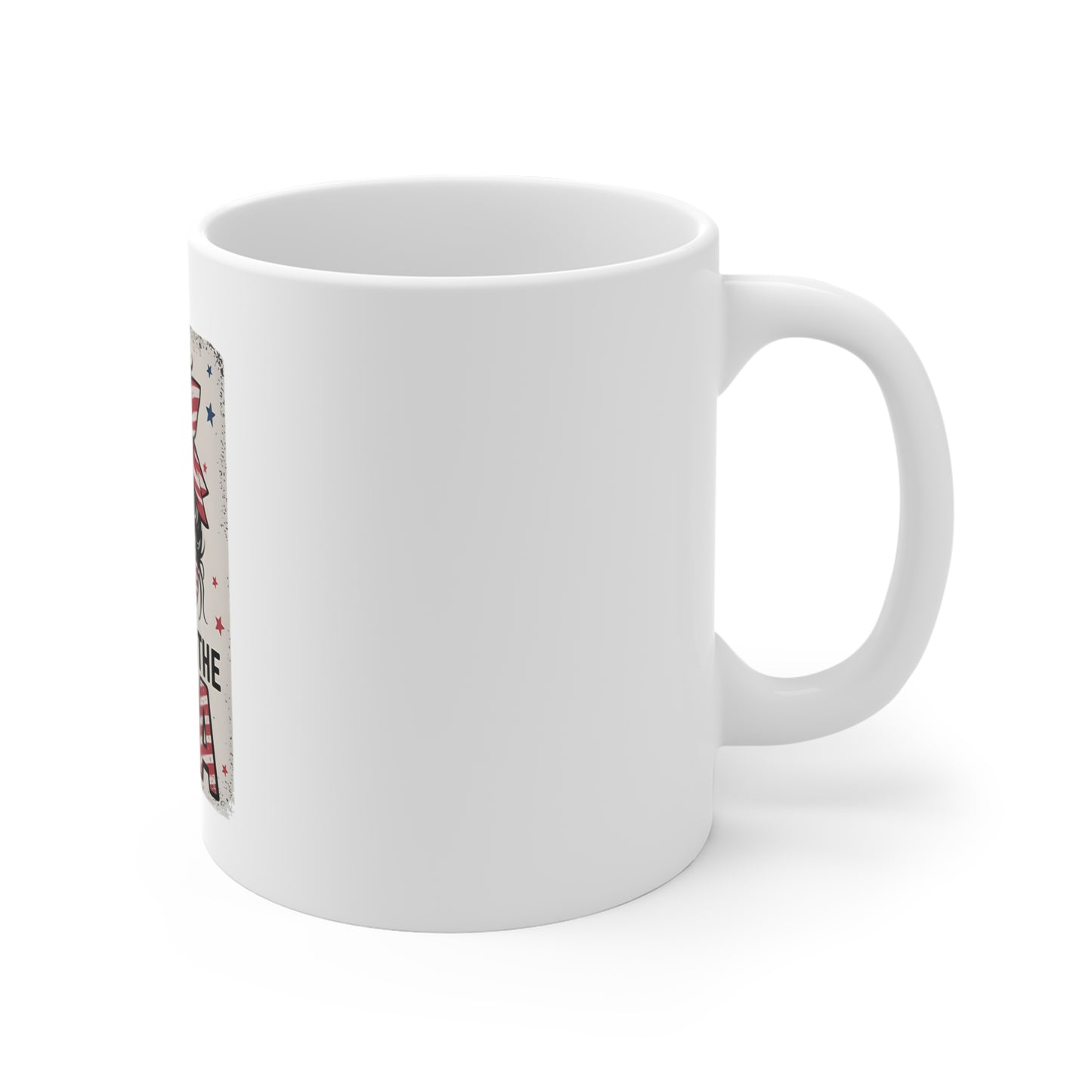 Party in the USA 11oz Mug - Patriotic Messy Bun Retro Fourth of July Coffee Cup