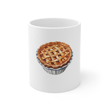 Pie Lover Coffee Mug — Lattice Apple Pie Illustration 11oz
