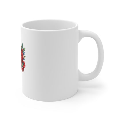 Patriotic Rose Flag Mug — American Flag with Red Roses 11oz