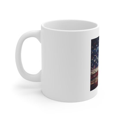 Heavily Distressed American Flag Wood Coffee Mug – Vintage Worn USA Flag Mug – Rustic Weathered Wooden Patriotic Cup – Americana Gift American Flag Vintage Wood Grain Mug – 11oz Patriotic Coffee Cup...