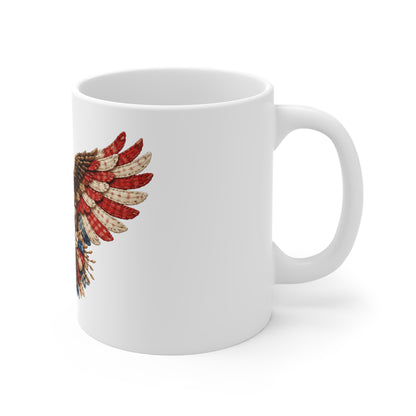 Patriotic Eagle Mug — American Flag Heart 11oz