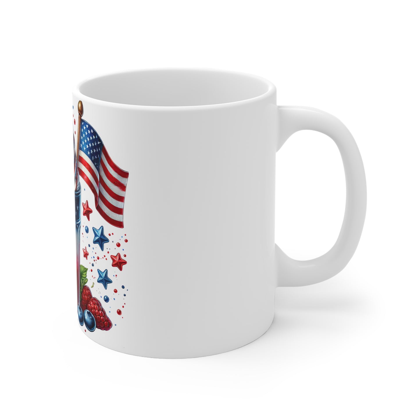 Patriotic Milkshake Coffee Mug – Red White Blue Ice Cream Mug – 4th of July Dessert Cup with American Flag – Summer Americana Drink Mug 11oz Patriotic USA Flag Dessert Mug — Red White Blue Berry Shake...