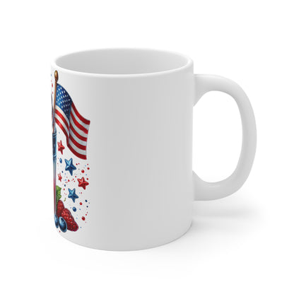 Patriotic Milkshake Coffee Mug – Red White Blue Ice Cream Mug – 4th of July Dessert Cup with American Flag – Summer Americana Drink Mug 11oz Patriotic USA Flag Dessert Mug — Red White Blue Berry Shake...