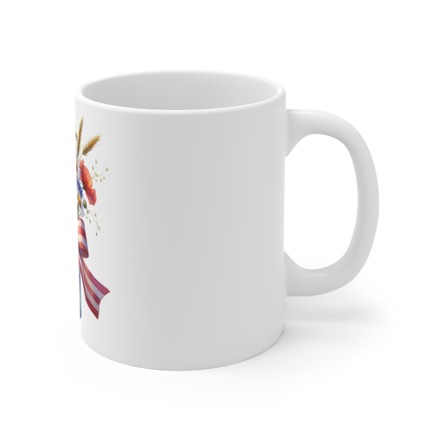 Patriotic Daisy Wildflower Mason Jar Coffee Mug – Red White Blue Floral Ribbon Mug – Americana Garden Bouquet Cup – Rustic Gift Mug Patriotic Wildflower Mug — 11oz Floral Mason Jar with American Flag...