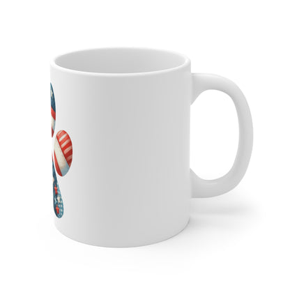 Patriotic Star Patch Dog Paw Coffee Mug – Americana Quilt Paw Print Mug – Red White Blue Dog Lover Mug – USA Pet Gift Cup Patriotic Paw Print Mug – American Flag Dog Lover Coffee Cup (11oz)