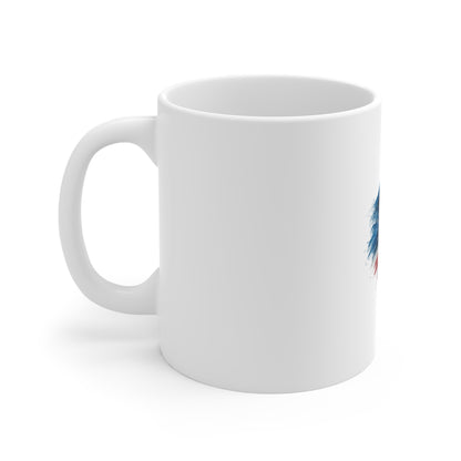American Flag Watercolor Mug – Patriotic 11oz Coffee Cup