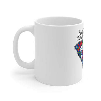 South Carolina Floral State Mug — 11oz Patriotic Red, White & Blue Gift