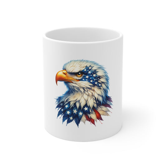 Patriotic Bald Eagle Coffee Mug – American Flag Head 11oz