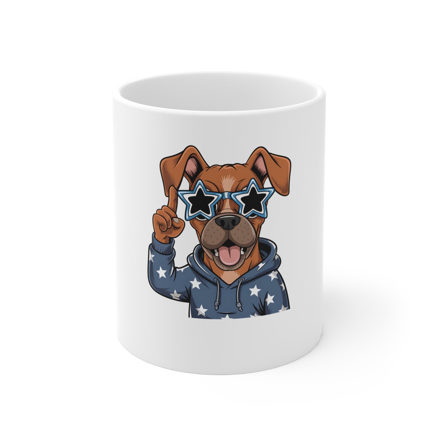 Patriotic Pup Coffee Mug — Dog Wearing Star Sunglasses 11oz