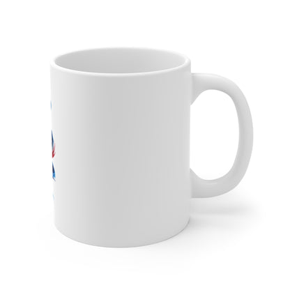 Patriotic Red White Blue Brushstroke Mug — 11oz USA Flag Swirl Coffee Cup